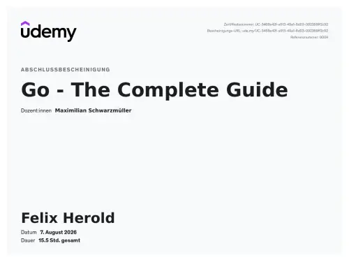 Preview for Go - The Complete Guide from Udemy